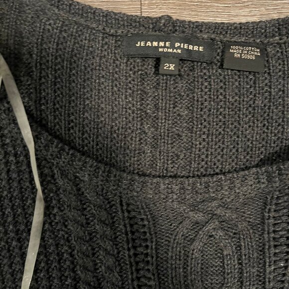 Jeanne Pierre Womans Gray 100% Cotton Sweater- 2XL - Picture 2 of 3
